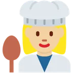 woman cook: medium-light skin tone สำหรับแพลตฟอร์ม X / Twitter