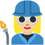 X / Twitter platformu için woman factory worker: medium-light skin tone