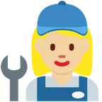 woman mechanic: medium-light skin tone สำหรับแพลตฟอร์ม X / Twitter