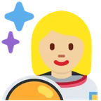 woman astronaut: medium-light skin tone สำหรับแพลตฟอร์ม X / Twitter