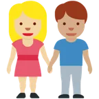 woman and man holding hands: medium-light skin tone, medium skin tone για την πλατφόρμα X / Twitter