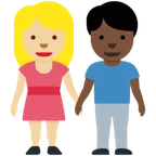 X / Twitter dla platformy woman and man holding hands: medium-light skin tone, dark skin tone