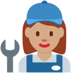 woman mechanic: medium skin tone สำหรับแพลตฟอร์ม X / Twitter