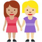 women holding hands: medium skin tone, medium-light skin tone for X / Twitter platform