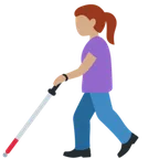 woman with white cane: medium skin tone för X / Twitter-plattform