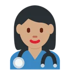 woman health worker: medium skin tone untuk platform X / Twitter