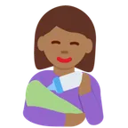 woman feeding baby: medium-dark skin tone til X / Twitter platform