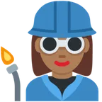 woman factory worker: medium-dark skin tone สำหรับแพลตฟอร์ม X / Twitter
