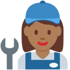 woman mechanic: medium-dark skin tone สำหรับแพลตฟอร์ม X / Twitter