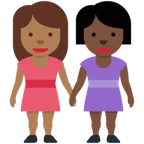 women holding hands: medium-dark skin tone, dark skin tone für X / Twitter Plattform