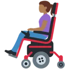 woman in motorized wheelchair: medium-dark skin tone สำหรับแพลตฟอร์ม X / Twitter