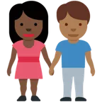 X / Twitter cho nền tảng woman and man holding hands: dark skin tone, medium-dark skin tone