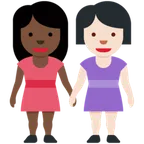 X / Twitter dla platformy women holding hands: dark skin tone, light skin tone