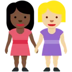 women holding hands: dark skin tone, medium-light skin tone für X / Twitter Plattform
