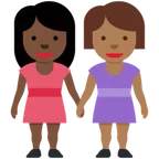 women holding hands: dark skin tone, medium-dark skin tone für X / Twitter Plattform