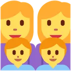 family: woman, woman, boy, boy voor X / Twitter platform