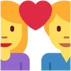 X / Twitterプラットフォームのcouple with heart: woman, man