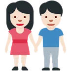 woman and man holding hands: light skin tone สำหรับแพลตฟอร์ม X / Twitter