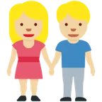 woman and man holding hands: medium-light skin tone สำหรับแพลตฟอร์ม X / Twitter