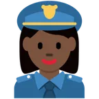 X / Twitter platformu için woman police officer: dark skin tone