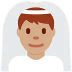 man with veil: medium skin tone for X / Twitter platform