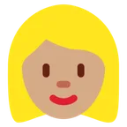 woman: medium skin tone, blond hair สำหรับแพลตฟอร์ม X / Twitter