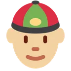 person with skullcap: medium-light skin tone pentru platforma X / Twitter