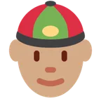 X / Twitter 플랫폼을 위한 person with skullcap: medium skin tone