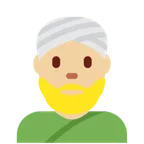 man wearing turban: medium-light skin tone for X / Twitter platform