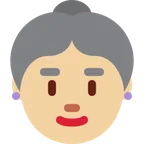 old woman: medium-light skin tone untuk platform X / Twitter