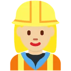 woman construction worker: medium-light skin tone สำหรับแพลตฟอร์ม X / Twitter