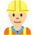 man construction worker: medium-light skin tone per la piattaforma X / Twitter