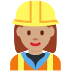 woman construction worker: medium skin tone สำหรับแพลตฟอร์ม X / Twitter