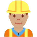 man construction worker: medium skin tone untuk platform X / Twitter
