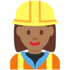 woman construction worker: medium-dark skin tone สำหรับแพลตฟอร์ม X / Twitter