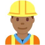 man construction worker: medium-dark skin tone pentru platforma X / Twitter