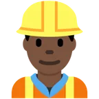 man construction worker: dark skin tone for X / Twitter platform