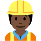 construction worker: dark skin tone สำหรับแพลตฟอร์ม X / Twitter
