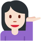 woman tipping hand: light skin tone for X / Twitter platform