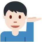 X / Twitter 플랫폼을 위한 man tipping hand: light skin tone