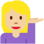woman tipping hand: medium-light skin tone til X / Twitter platform