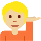 person tipping hand: medium-light skin tone untuk platform X / Twitter