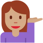 woman tipping hand: medium skin tone สำหรับแพลตฟอร์ม X / Twitter