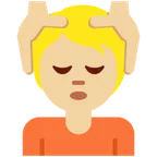 person getting massage: medium-light skin tone สำหรับแพลตฟอร์ม X / Twitter
