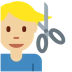man getting haircut: medium-light skin tone untuk platform X / Twitter