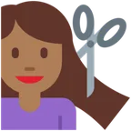 woman getting haircut: medium-dark skin tone для платформы X / Twitter