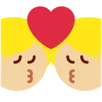 X / Twitter 플랫폼을 위한 kiss: medium-light skin tone