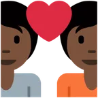 couple with heart: dark skin tone untuk platform X / Twitter
