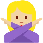 woman gesturing NO: medium-light skin tone para a plataforma X / Twitter