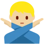 man gesturing NO: medium-light skin tone für X / Twitter Plattform